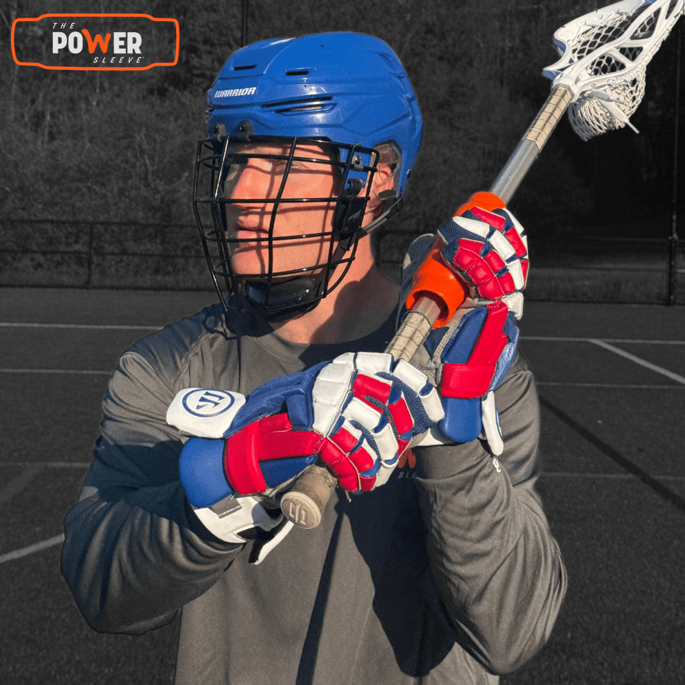 Professional lacrosse athlete training with the Power Sleeve® resistance device to improve stick control, passing, and game-ready performance