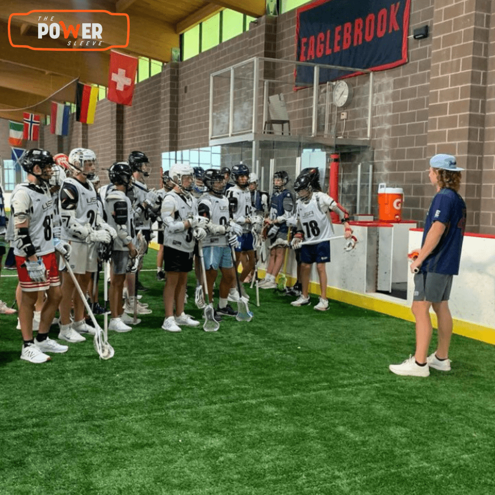USA Indoor Lacrosse training camp athletes using the Power Sleeve® to improve stick control, grip strength, and passing accuracy