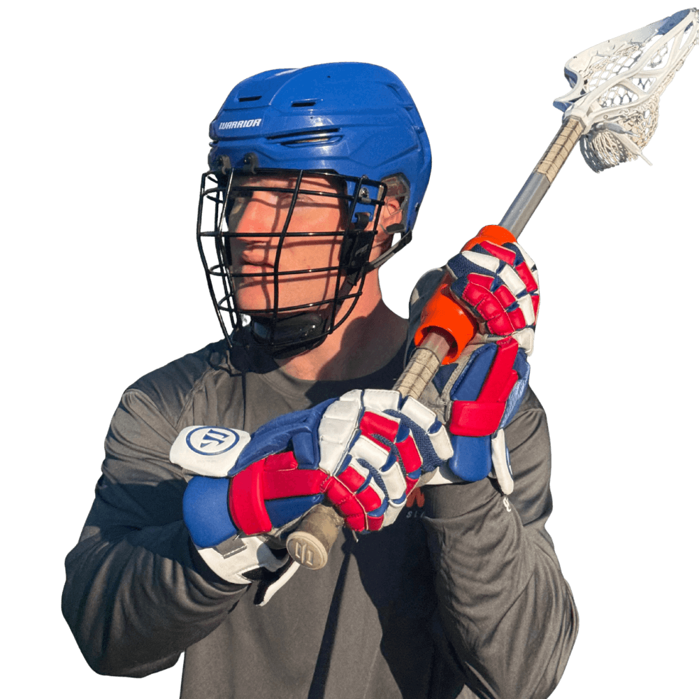 Brian Cameron, professional lacrosse player, using The Power Sleeve® USA-made lacrosse training aid used for lacrosse training, stick control, and skill development.